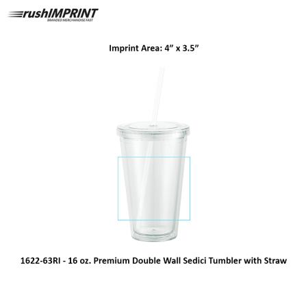 16 oz. Premium Double Wall Sedici Tumbler with Straw 1