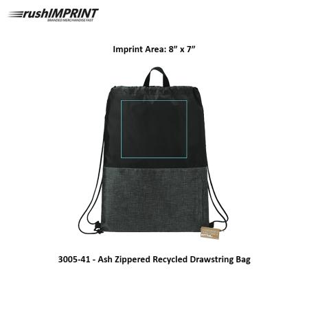 Ash Zippered Recycled Drawstring Bag 2