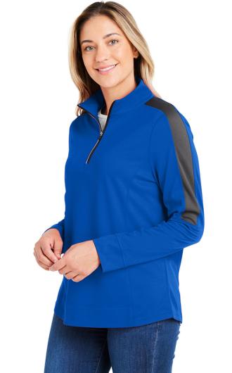 Core365 Ladies' Market Snag Protect Mesh Colorblock Quarter-Zip 1