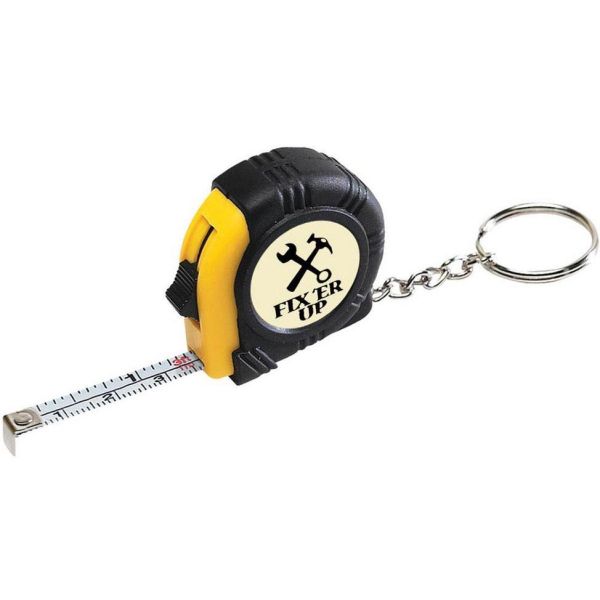 Rubber Tape Measure Key Tag With Laminated Label